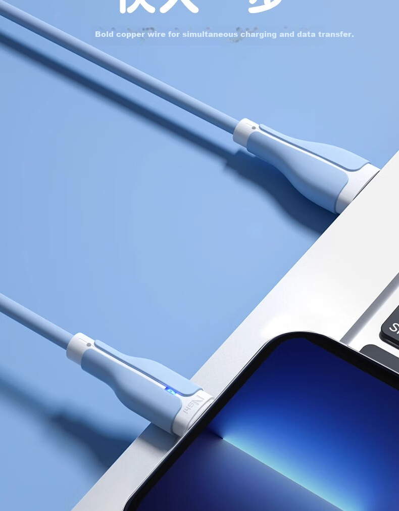 Nengshi Apple Charging Cable USB Data Cable for IPhone 14/Pro Tablet, USB Phone IPhone 12/11/x/8/7 Extended Cord Car Fast Charging 1 Meter Blue 19