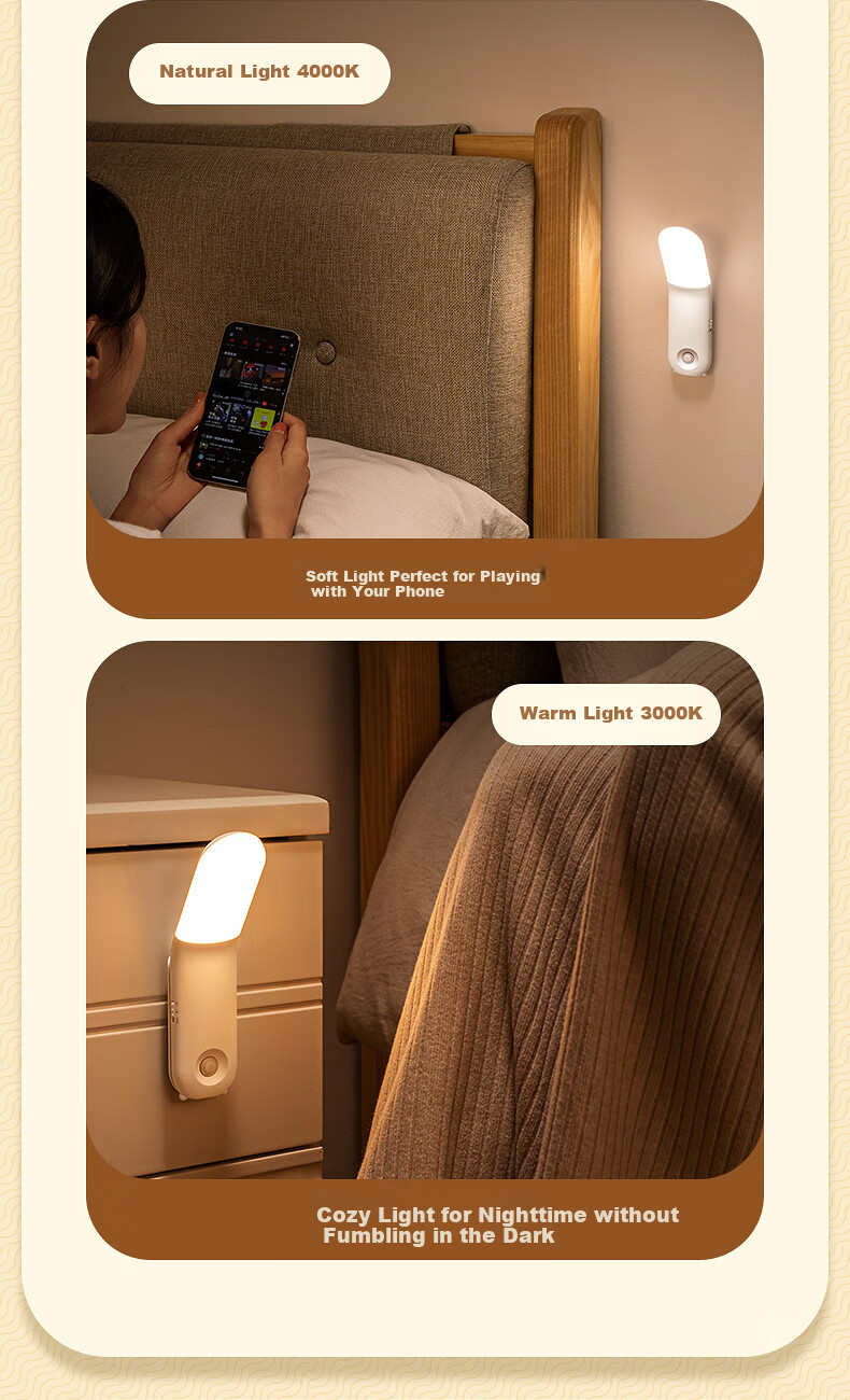 Kufire Bedside Lamp, Reading Night Light, College Dorm Desk Lamp, Bedside Lamp, Rechargeable, Eye Protection, Magnetic Suction, Long Battery Life 5