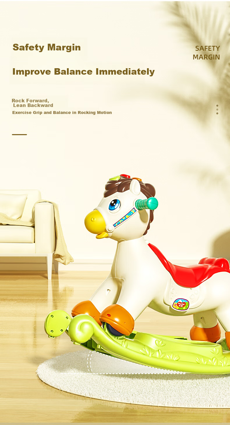 HUILE TOYS Rocking Horse Toy for Infants, Newborns, Boys And Girls, Toddlers, Early Education, Ride-On Toy, First Birthday Gift 3