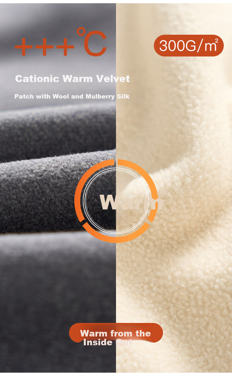 Fentengkean Men's Thermal Underwear with Wool And Mulberry Silk Knee Protection Patch, 300g Cationic Brushed Fleece Cold-Proof Pants Q0014 4