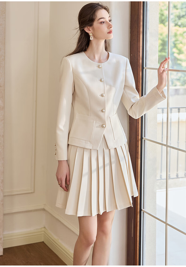 ROEYSHOUSE Women's Commuter Blazer 2026 Spring Intellectual Slim Fit Suit Jacket 11036 Apricot M 11
