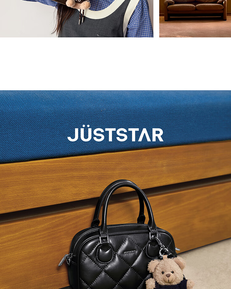 JUST STAR Celebrity-Style Bowling Bag, Women's Handbag, 2026 New Luxury Shoulder Crossbody Boston Tote Bag, Birthday Gift 2