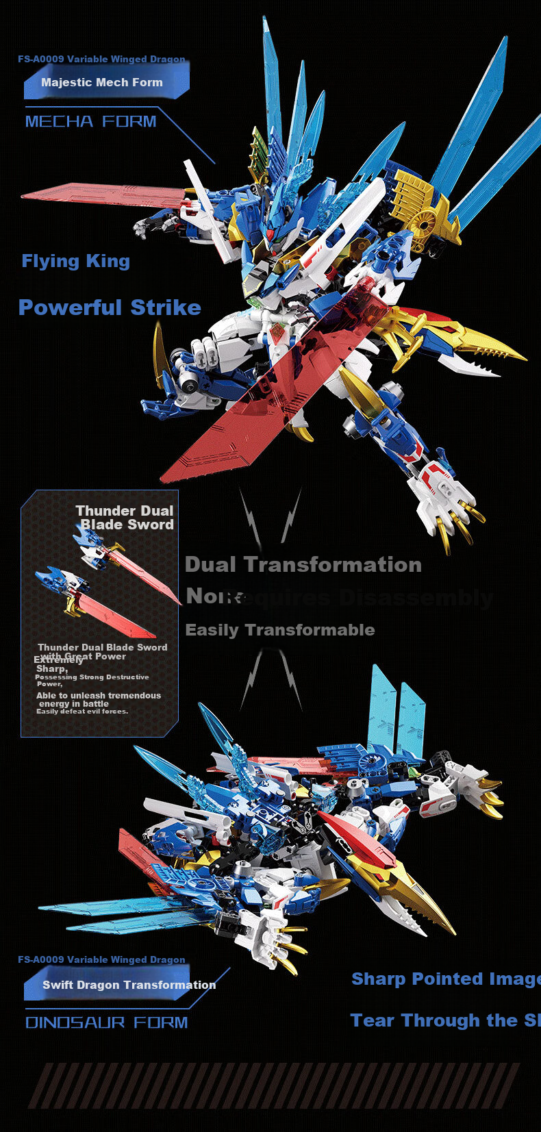 F5 Yilong Dinosaur Building Blocks, Transforming Robot, Direct Transformation Gundam Mecha, Children's Toy, Gift for Boys' Birthday 10