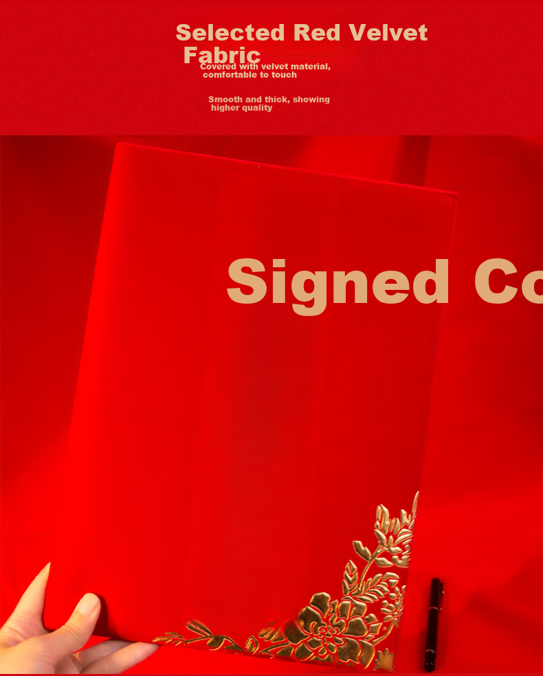 SHEN SHI A4 Leather High-Quality Certificate Cover for Diplomas, Honorary Certificates, Graduation Certificates, Training Certificates, with Inner Pages And Logo Printing Option, Vertical Red Version (For Honorary Certificates), Includes 1 Inner Page 4