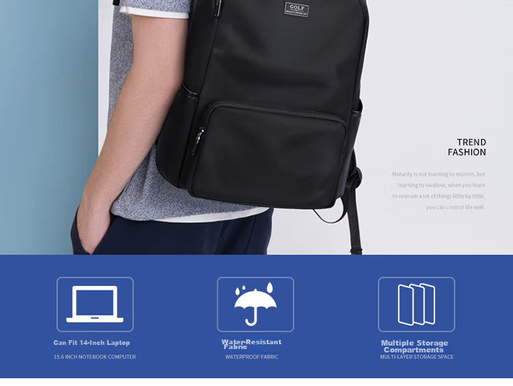 GOLF Laptop Backpack with 14-Inch Notebook, Men's Backpack with Earphone Holes, Business Travel Large Capacity Desig 3