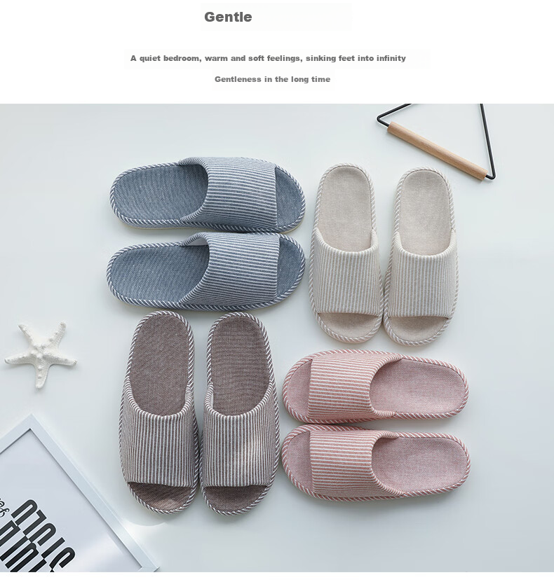 GUOLUOFEI Japanese Cotton And Linen Slippers Spring And Autumn Indoor Wooden Floor Couple's Flax Slippers Men All Seasons Big Red 36-37 7