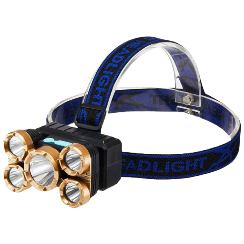 Zhaoshen Headlamp High Brightness Long Battery Life Outdoor Fishing Headlamp Head-Worn Emergency Light Five-Core LED Rechargeable Sea Hunting Portable Mining Lamp - Luxury Gold [Jingdong Delivery]