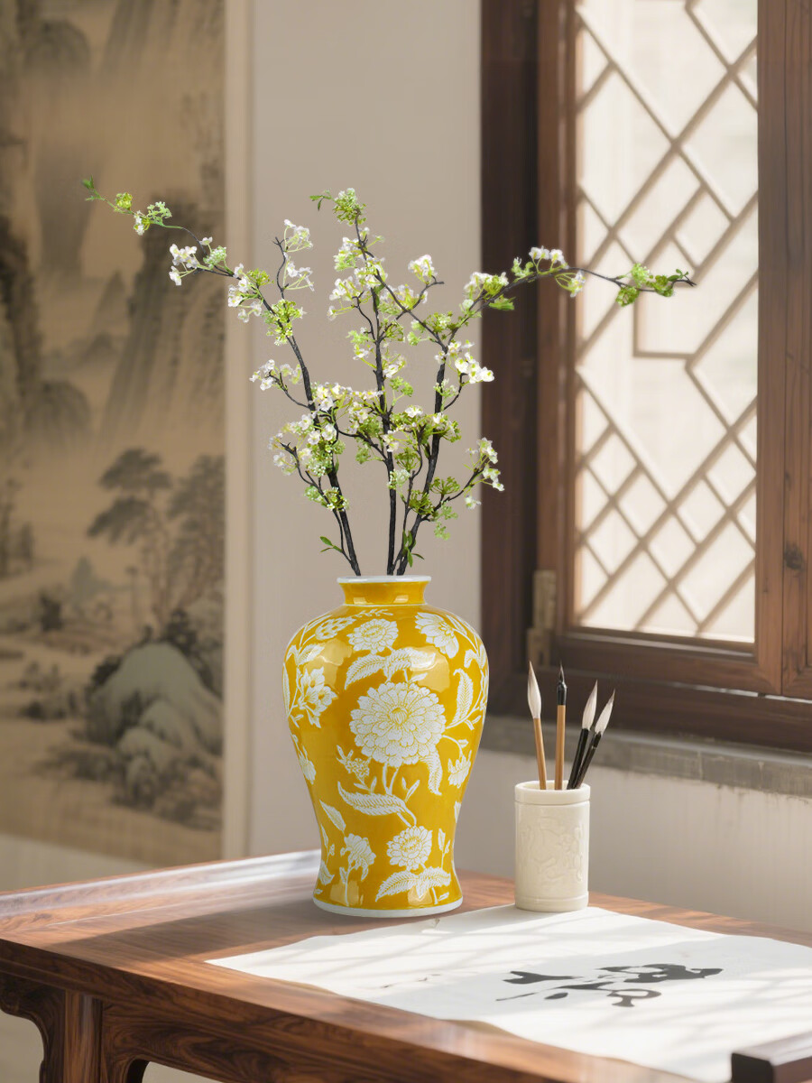 Qiju Elegant Collection Artificial Chinese Style High Branch Festive Peach Blossom New Year Spring Festival Home Living Room Atmosphere Decorative Bouquet Pink 3 Stems 20094 4