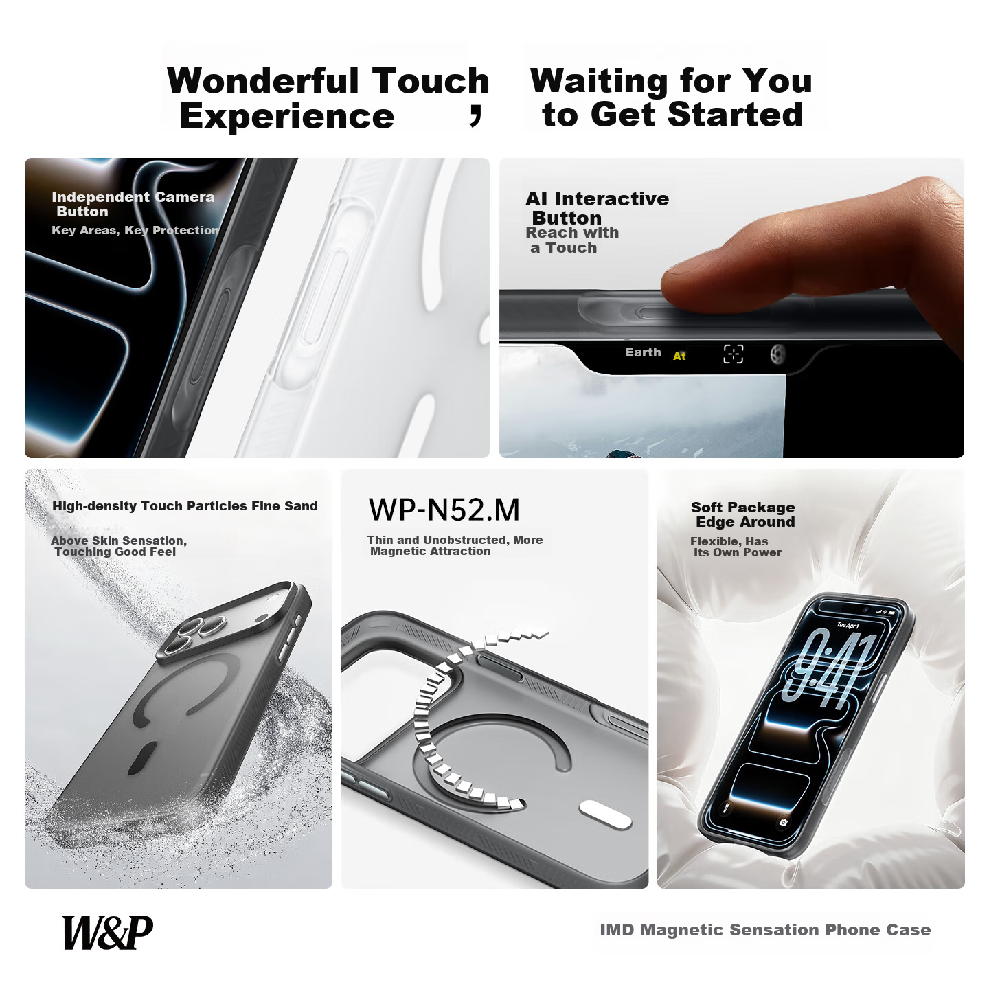 Чехол JD W&P для Apple iPhone 17 Pro Max, матовый, с магнитной зарядкой, противоударный, черный