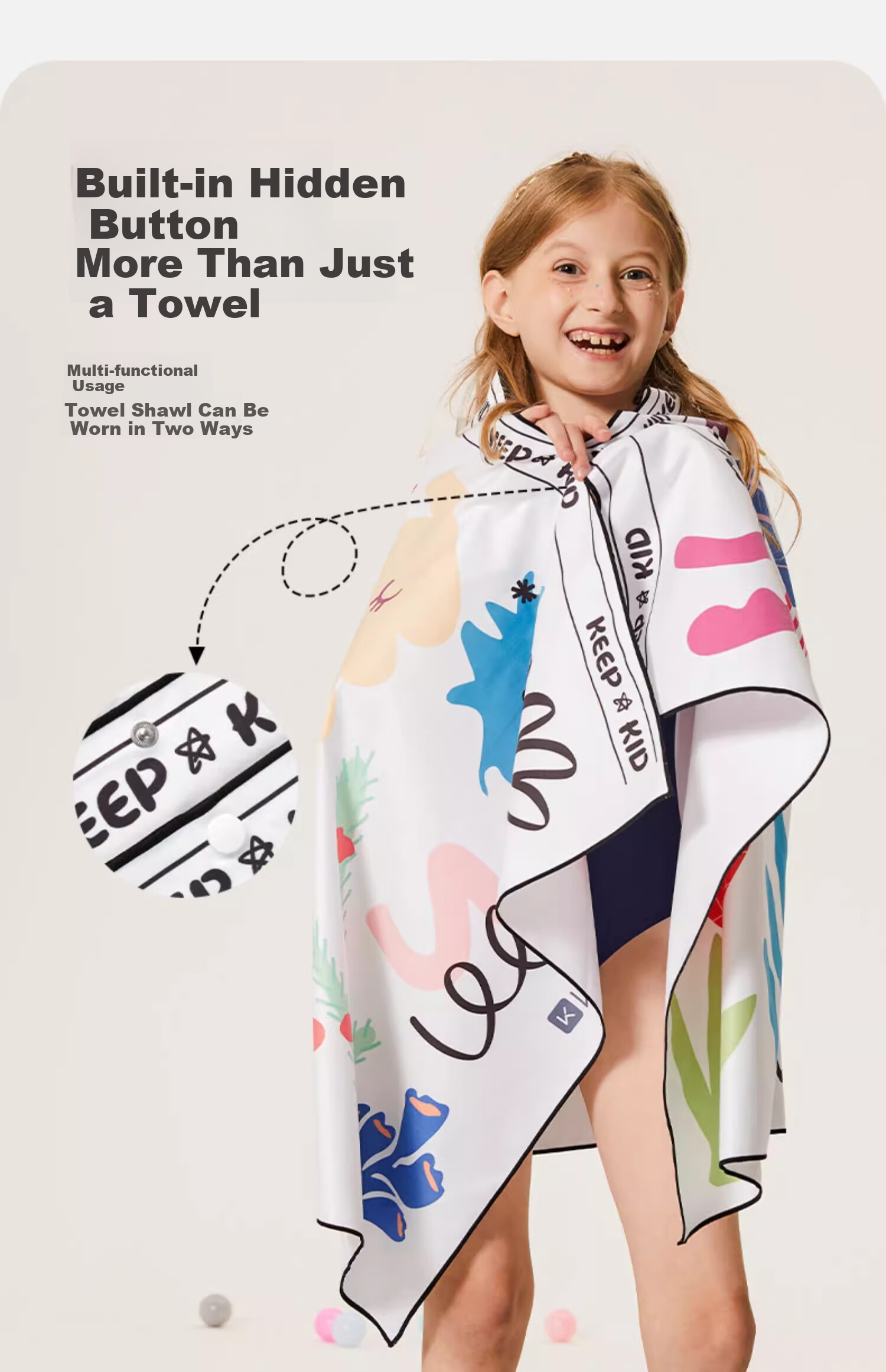 Keep Children's Swimming Towel, Hot Spring Quick-Drying Cape, Absorbent And Fast-Drying, Portable for Summer, Suitable for Boys And Girls 7