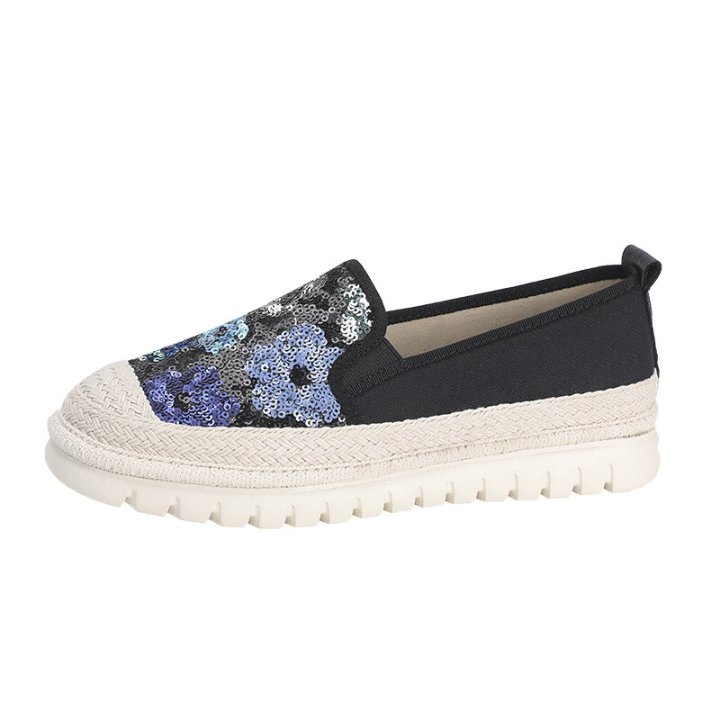 Taiheyuan Chunqiu Women's Soft Comfortable Non-Slip Lightweight Sequin Vacation Style Soft Sole Slip-On Platform Fisherman Shoes