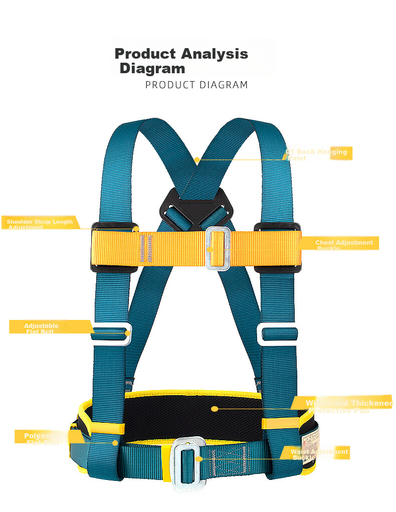 SHANDUAO Three-Point Safety Harness, AD8901 Single Small Hook, 1.8 Meters, Fall Protection for Working at Height, New National Standard 5