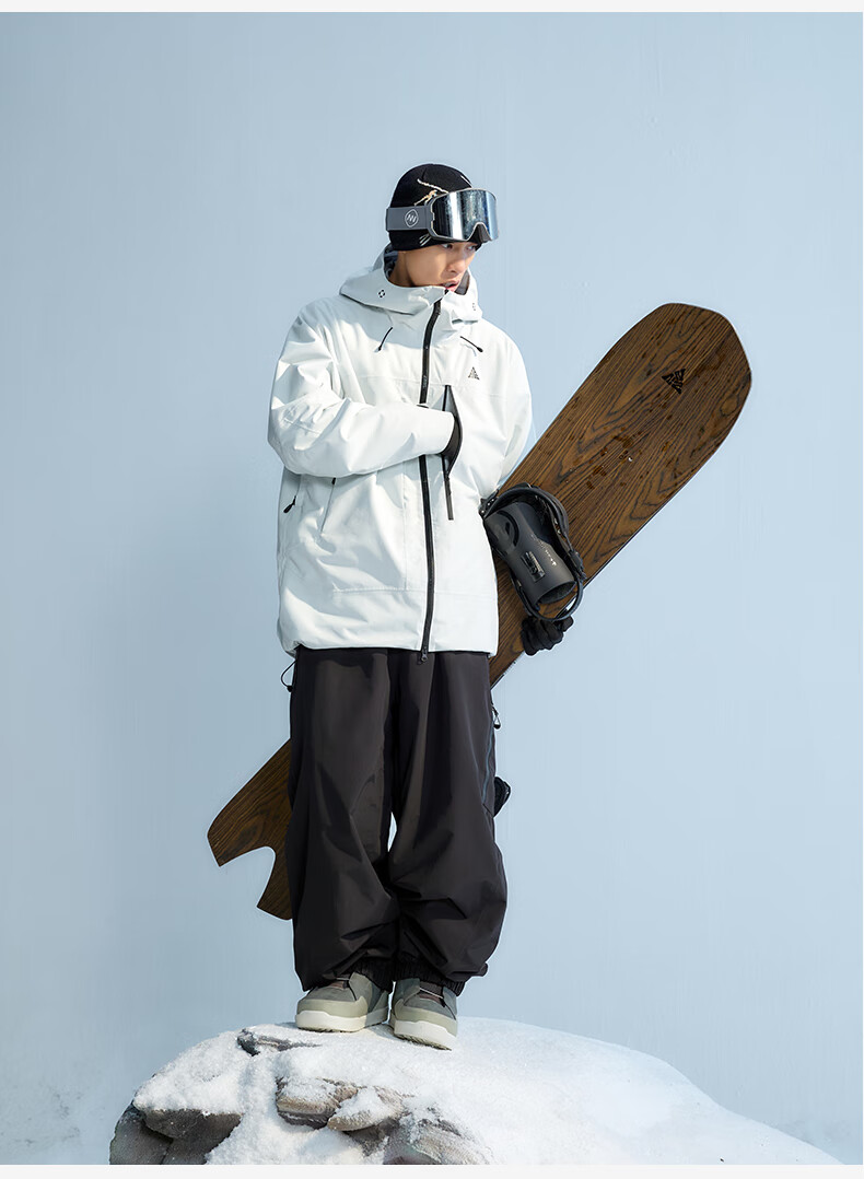 Nanend Skyline Unisex 3L Waterproof Arc Ski Jacket Cream Blue XS 23