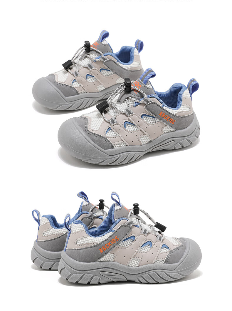 ABC KIDS Dopamine Autumn Fashion Girls' Versatile Casual Shoes New Boys' Thick-Soled Breathable Sports Shoes White Gray Blue Size 26 10