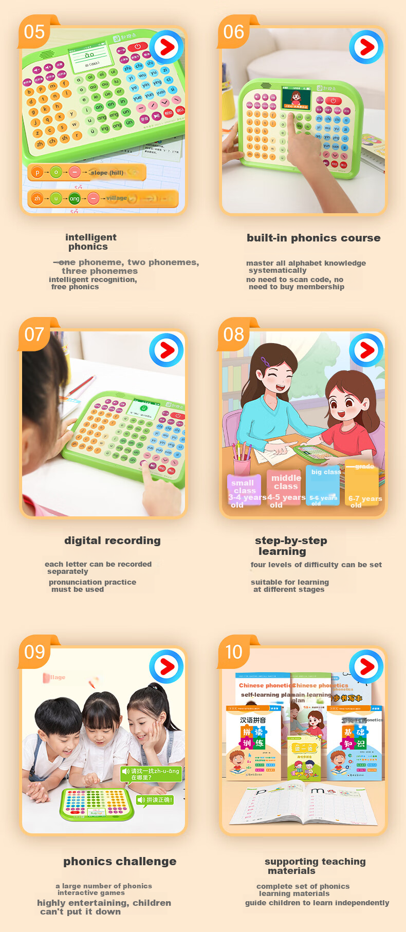 Qipaodian Pinyin Learning Machine, Reading Practice Tool, Preschool to Primary School Transition, Character Recognition Early Education Device, Birthday And Back-To Gift for Boys And Girls 11