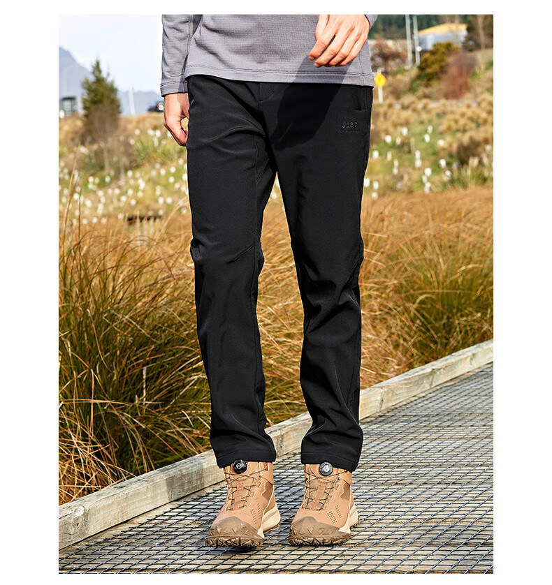 Jeep Windshield Softshell Pants Men Autumn Winter Thickened Outdoor Sports Fleece Lined Warm Hiking Mountaineering Trousers 2