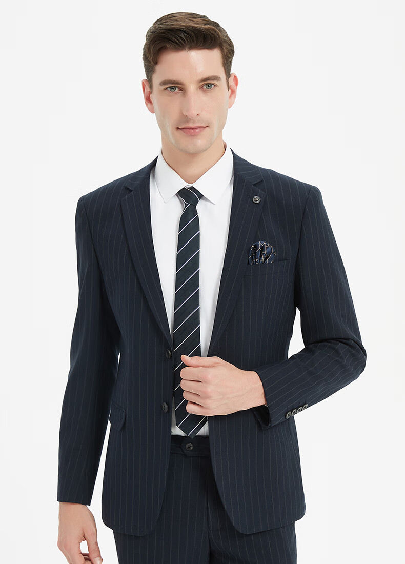 FIRS Suit Set for Men, Slim Fit Professional Formal Suit Set, Business Casual Striped Groom Wedding Suit, Men's Clothing 2