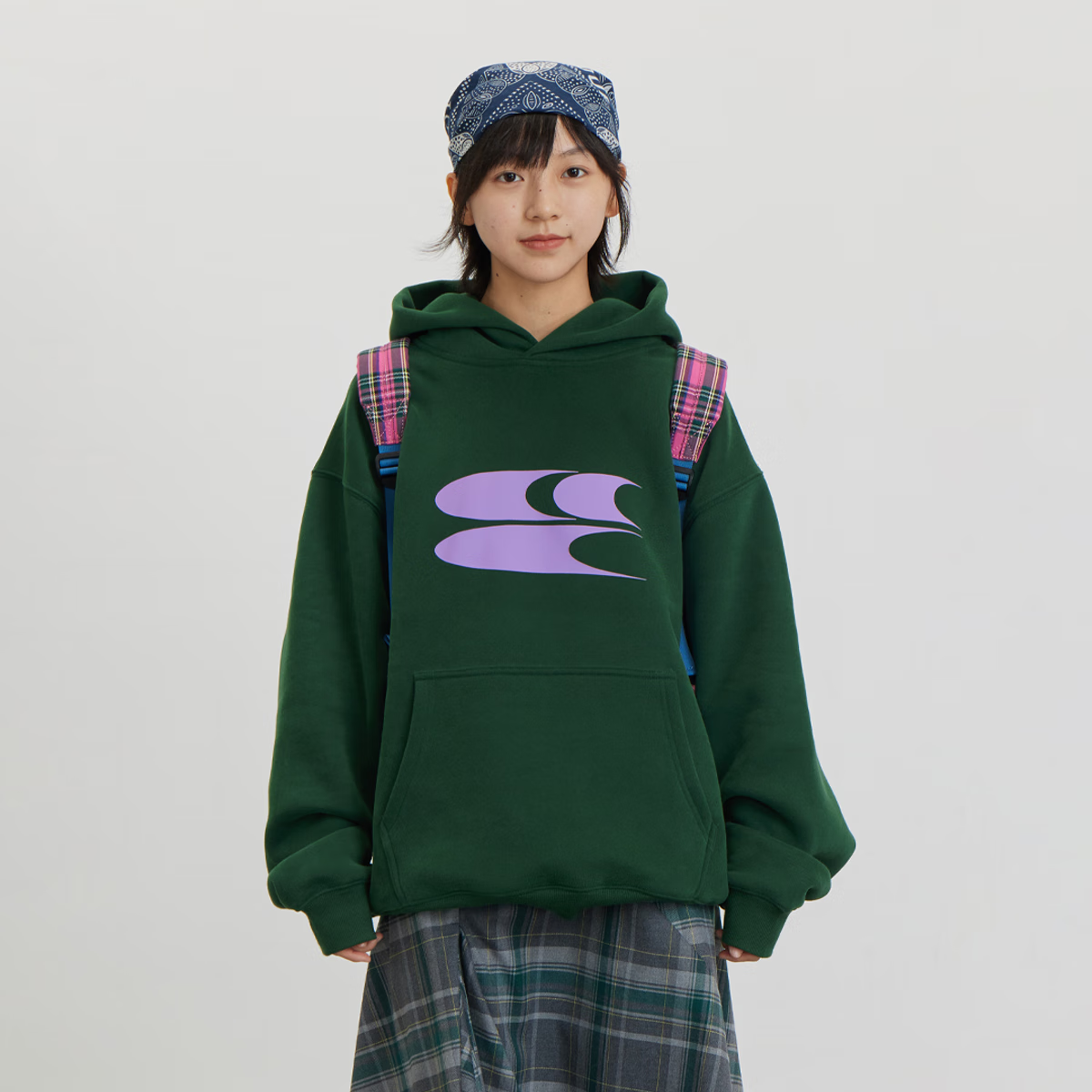 CryingCenter Logo Print New Style Fleece-Lined Thickened Xinjiang Cotton Hoodie Dark Green L