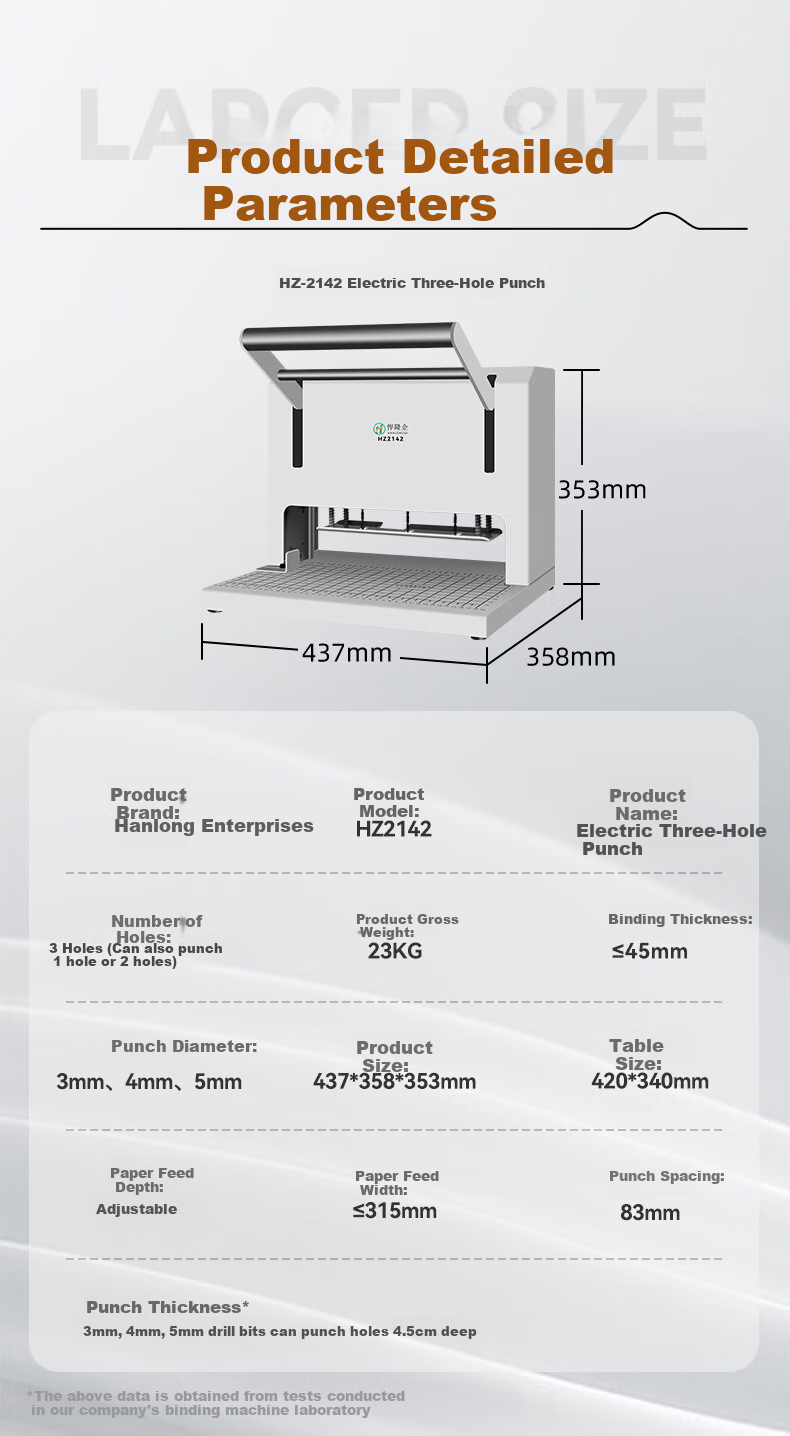 Hanlongqi Three-Hole Electric Punching Machine for File Folders, Standard Hole Distance 83mm for Personnel And Financial Records Punching Machine HZ2142 7