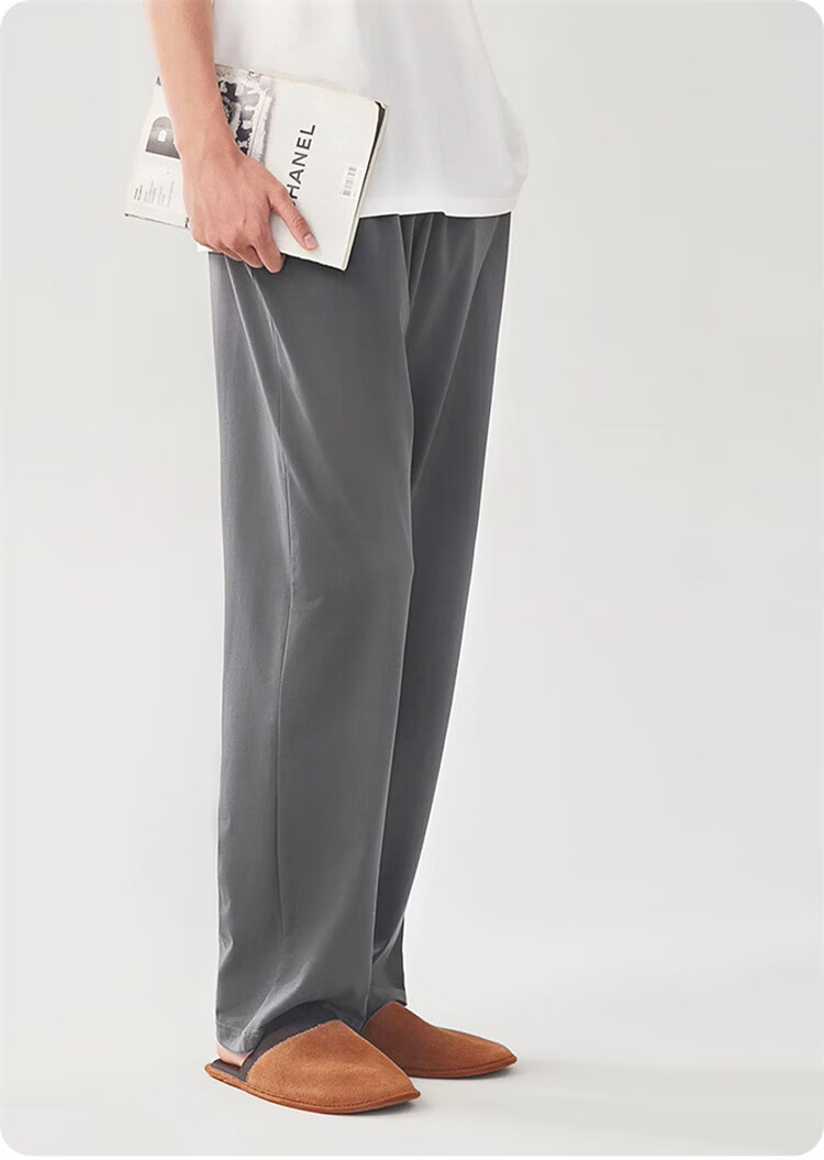 Langsha Men's Pure Cotton Antibacterial Mite-Resistant Casual Sleep Pants Loose Comfortable Long Pants for Spring and Autumn Homewear 3