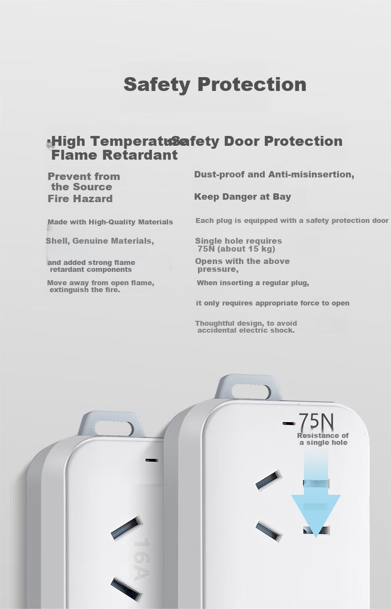 DELIXI 16A High-Power Air Conditioner Socket with 3C Certification, Power Strip with Switch/Power Bar/Extension Cord, 1 Master Switch, Total Length 0.8 Meters 5