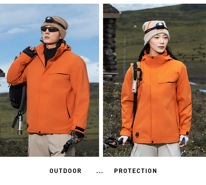 JEEP SPIRIT Men's and Women's Outdoor 3-in-1 Waterproof Windproof Mountaineering Jacket Couple's Dark Night Blue XS 17