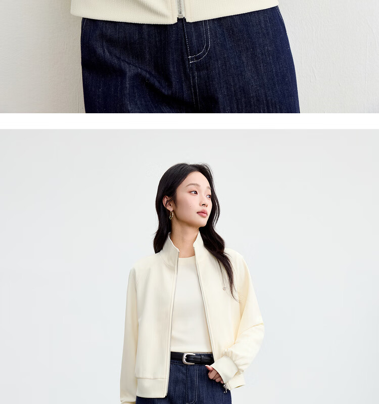 Sentubila Gold Zipper Raglan Long Sleeve Loose Jacket Women Autumn Slimming Sweatshirt Cardigan Two-Way Collar Outerwear 24