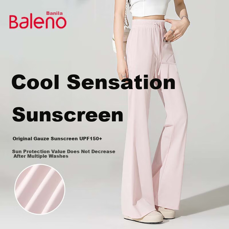 Baleno Ice Silk Slightly Flared Sun Protection Pants for Women, 2026 Summer New Trendy Fashion Casual Versatile Simple Fresh Trousers