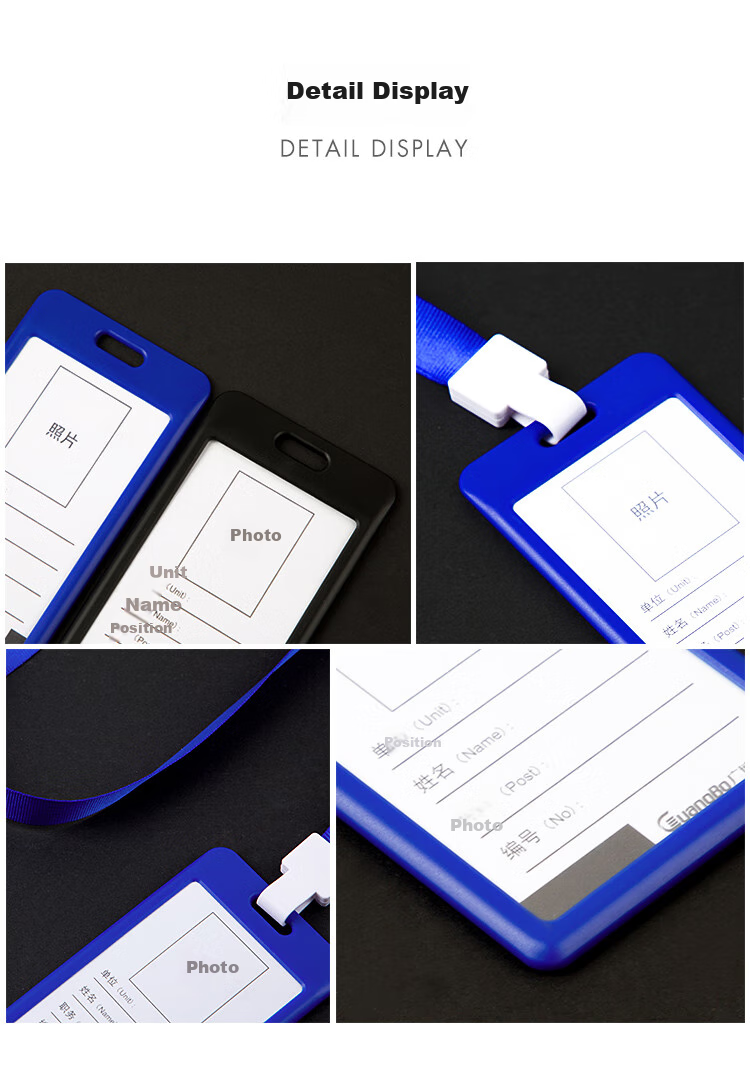 Fizz 5-Pack Vertical Colorful ID Card Holder/Employee Badge/Factory Name Tag (Without Lanyard), Blue FZ107005 5