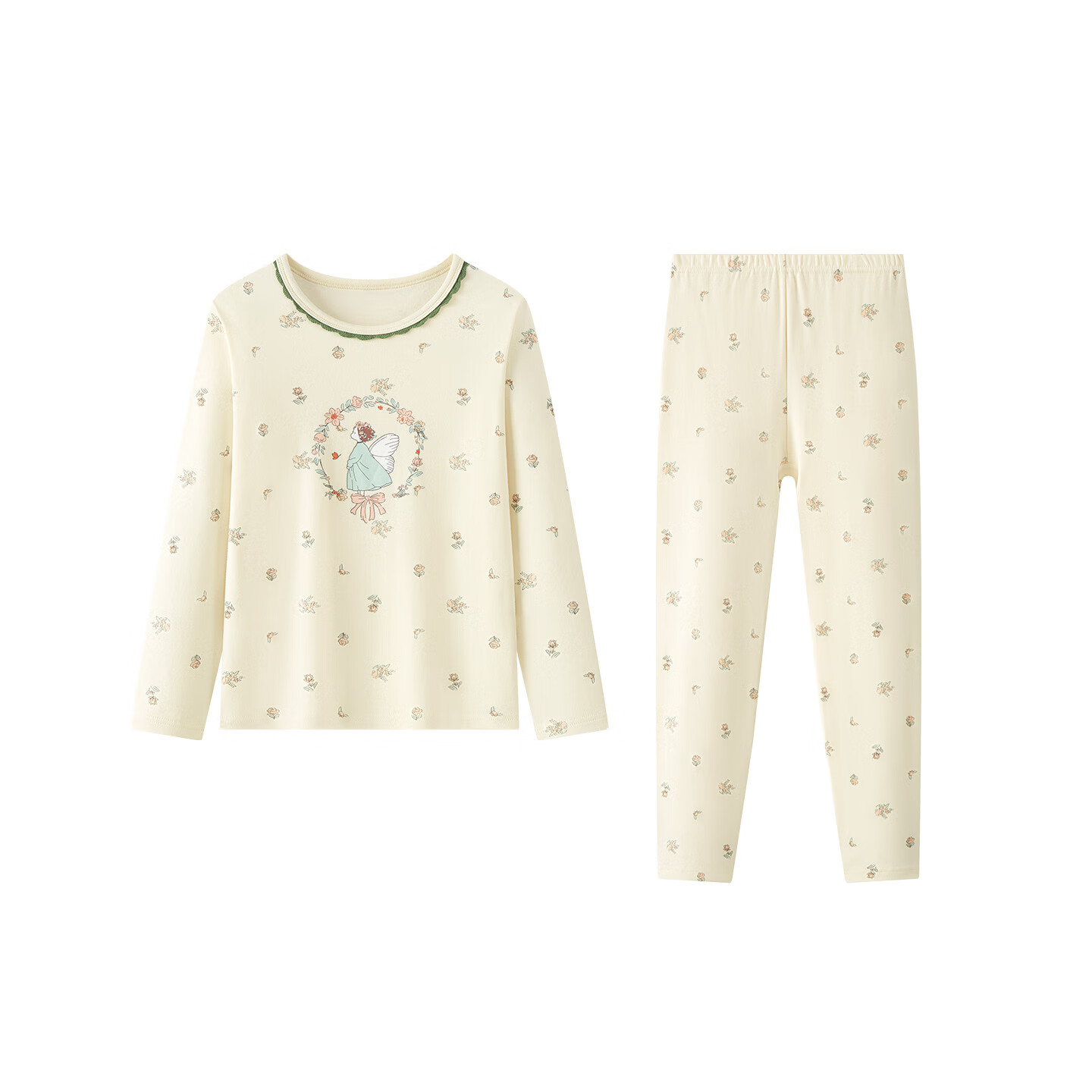 DEESHA Girls' Pure Cotton Thermal Underwear Set, 7A Antibacterial, 40S Tight Spun, Autumn Long Johns for Older Children