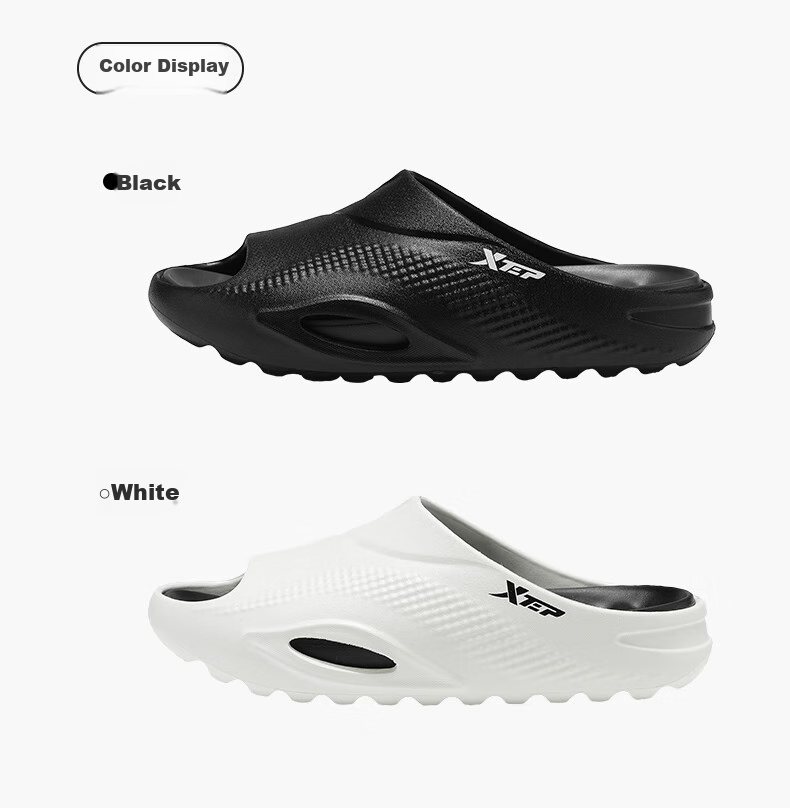 XTEP Men's Sports Slippers, Men's Slide Sandals, Outdoor Wear, Summer Sandals for Men, A459, Black And White, Size 40-41 2