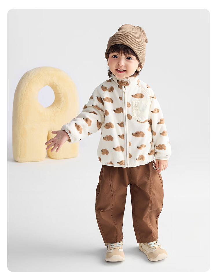 BALABALA Kids' Wear Baby Coat Boys and Girls Fleece Lined Inner Wear 2025 Autumn Winter【Same Style as in Stores】201425105202 12
