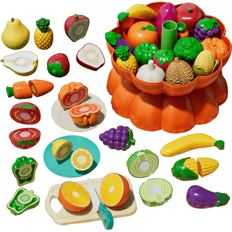 Niuqi Kids Fruit Cutting Toy Peeling Fruits and Vegetables Realistic Infant Kitchen Playset Girls Christmas Gift