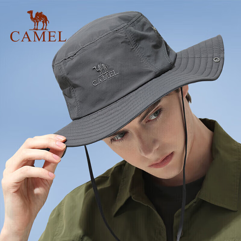 CAMEL Unisex Summer Thin Fisherman Hat Large Head Circumference Sun Protection Wide Brim Sunshade Cap