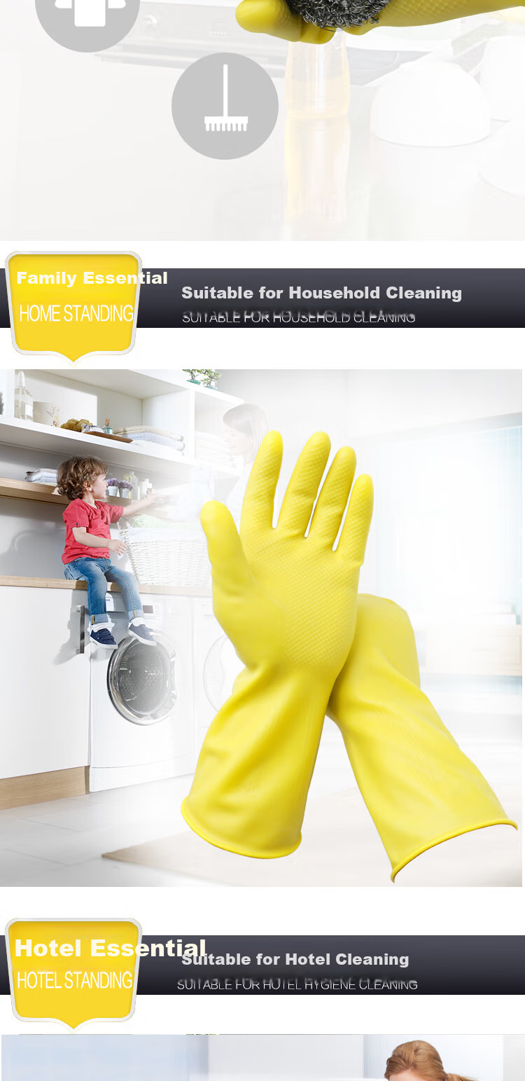 Niupai Latex Gloves 5 Pairs, Thickened Waterproof And Oil-Resistant Rubber Gloves for Washing Dishes, Cleaning Clothes, Housework, Labor Protection, Small Size 6