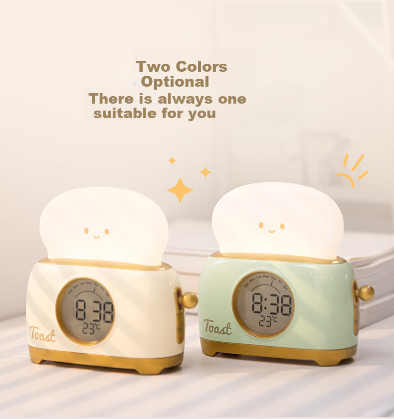 BANDIAN ORIGINality Retro Bread Maker Alarm Clock for Students, Desktop Learning Clock with Night Light, Countdown Timer, Multifunctional Bedside Sleep Light, Back-To Gift, Cream Yellow 18
