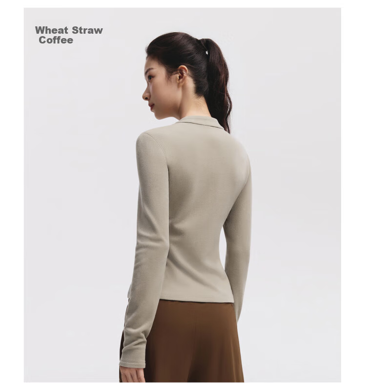 Beneunder Fleece Double Zipper Top for Women, Slim Fit, Elastic Long Sleeve, Skin-Friendly Inner Layer Base Shirt PM007 27