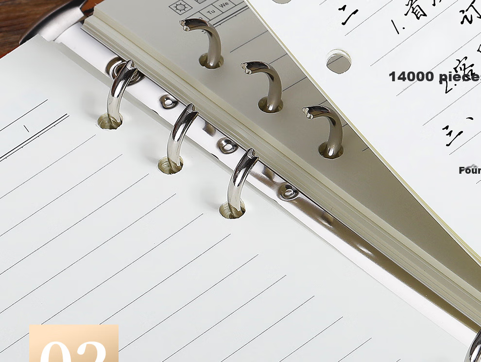 Jiaranheng A5 Thick Loose-Leaf Notebook with Clasp, Simple Stationery, Detachable Ring-Bound Loose-Leaf Journal for Business Meetings And Office Recording, Customizable Student Diary - Blue 4