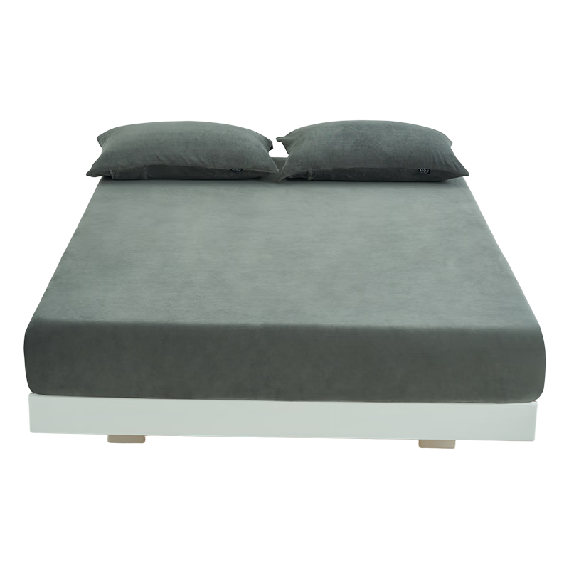 Grace A-Class Fleece Fitted Sheet Single Winter Thickened Non-Slip Warm Anti-Dirt Mattress Protector Light Gray 1.5m