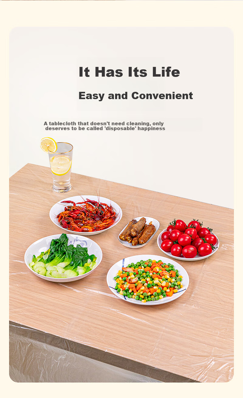 Temeiju Disposable Tablecloth, Thickened, Waterproof And Oil-Proof, Perforated Table Cover, Extended Square Shape, 200*200cm*20 Pieces 2