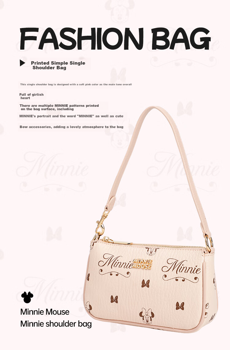 Disney Handbag, Women's Shoulder Crossbody Bag, Minnie Mouse Design, Underarm Bag, Birthday Gift Box Set for Wome 7