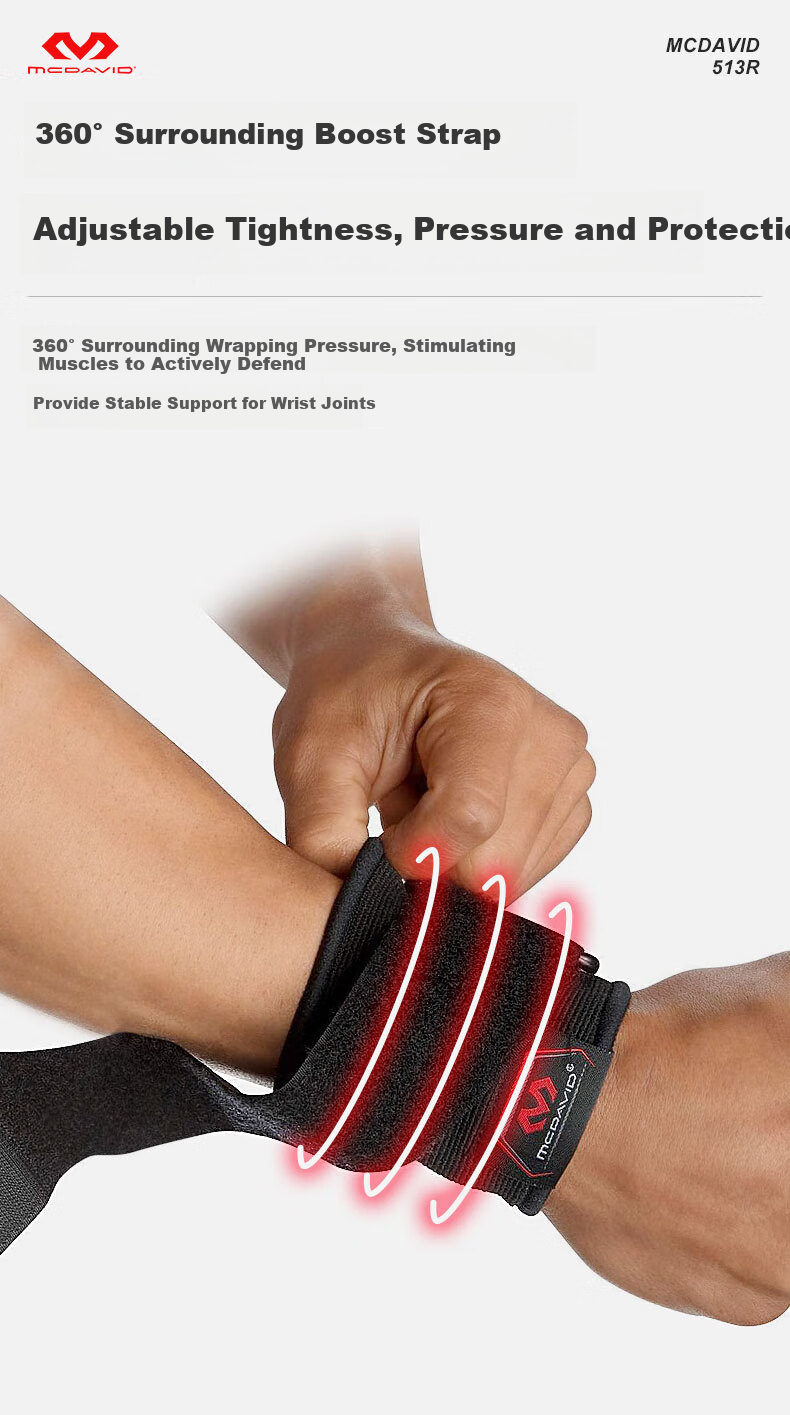 McDavid 513 Basketball Badminton Fitness Wrist Support Breathable Compression Band for Men And Women, Black, S/M 4