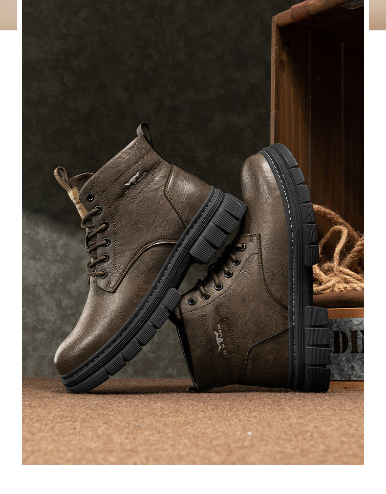 Bull Family Men's Shoes Spring Autumn New British Style Martin Boots Fashion Trendy Men's Work Boots Versatile Durable Shoes 31