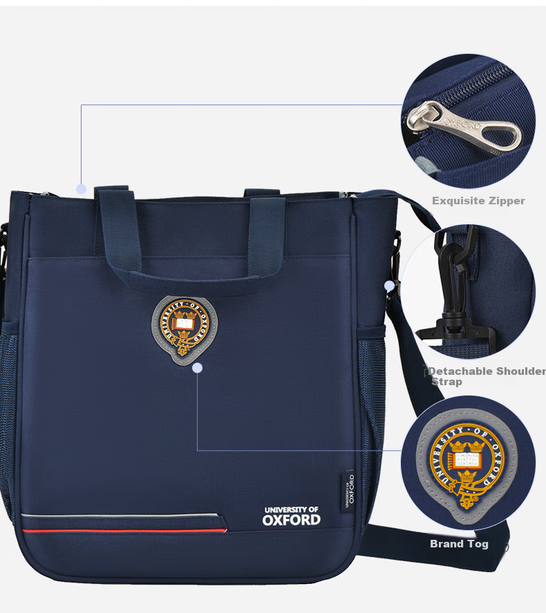 UNIVERSITY OF OXFORD Tutoring Bag Elementary School Student Handbag Middle And High School Student After-School Art Bag Boys And Girls Casual Crossbody Bag X1093 Black 8
