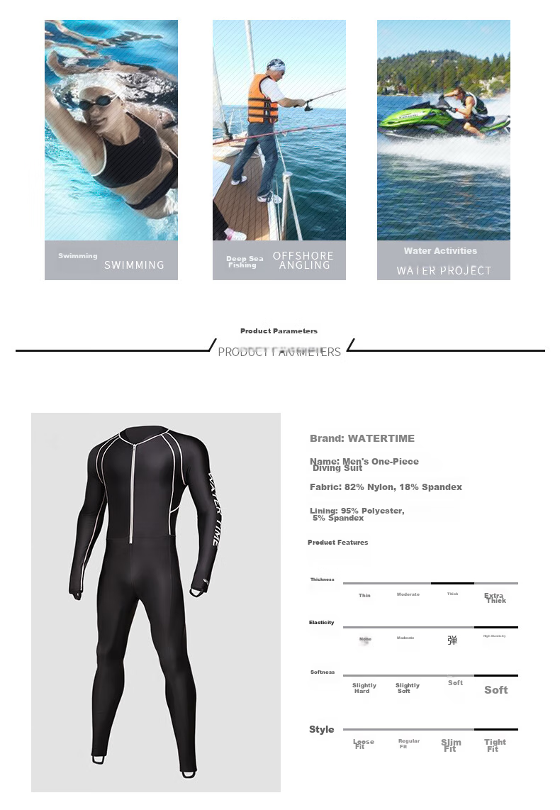 WATERTIME / Shuichuan Diving Suit, Men's Wetsuit, Snorkeling Suit, One-Piece Surfing Snorkeling Suit, Long-Sleeve Swimwear 6