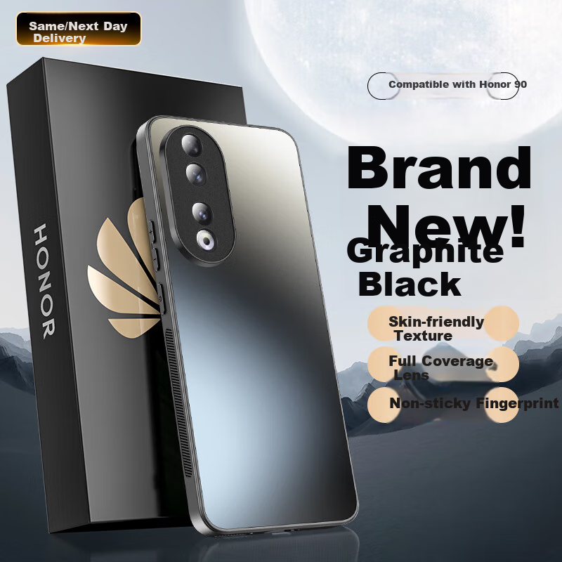 Чехол для телефона HotFire AG Frosted для Honor 90, защитный чехол, матовый, полноэкранный, ультратонкий, ударопрочный, анти-отпечатки, графитовый черный