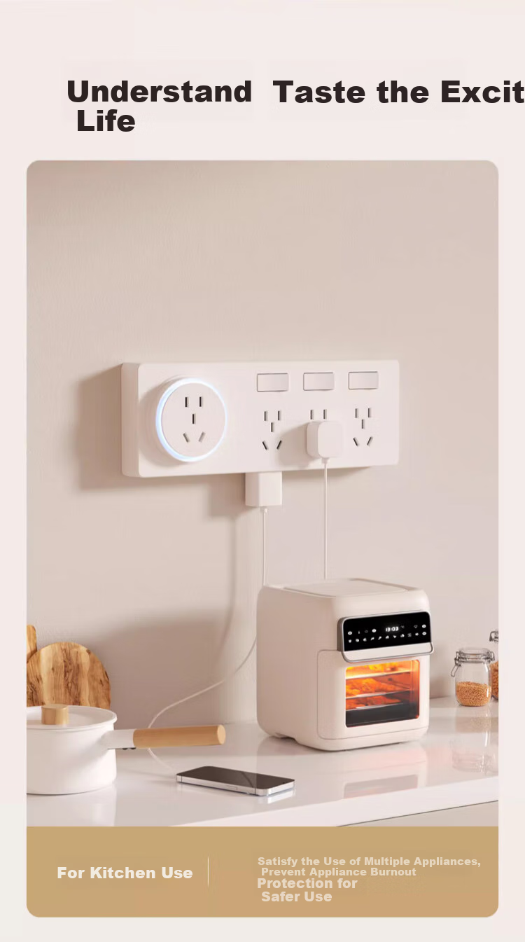 AUX 86-Type Expandable Socket Kitchen Extension Multi-function Converter Concealed Household Switched Power Strip 21-Hole Rightward Expansion White 8