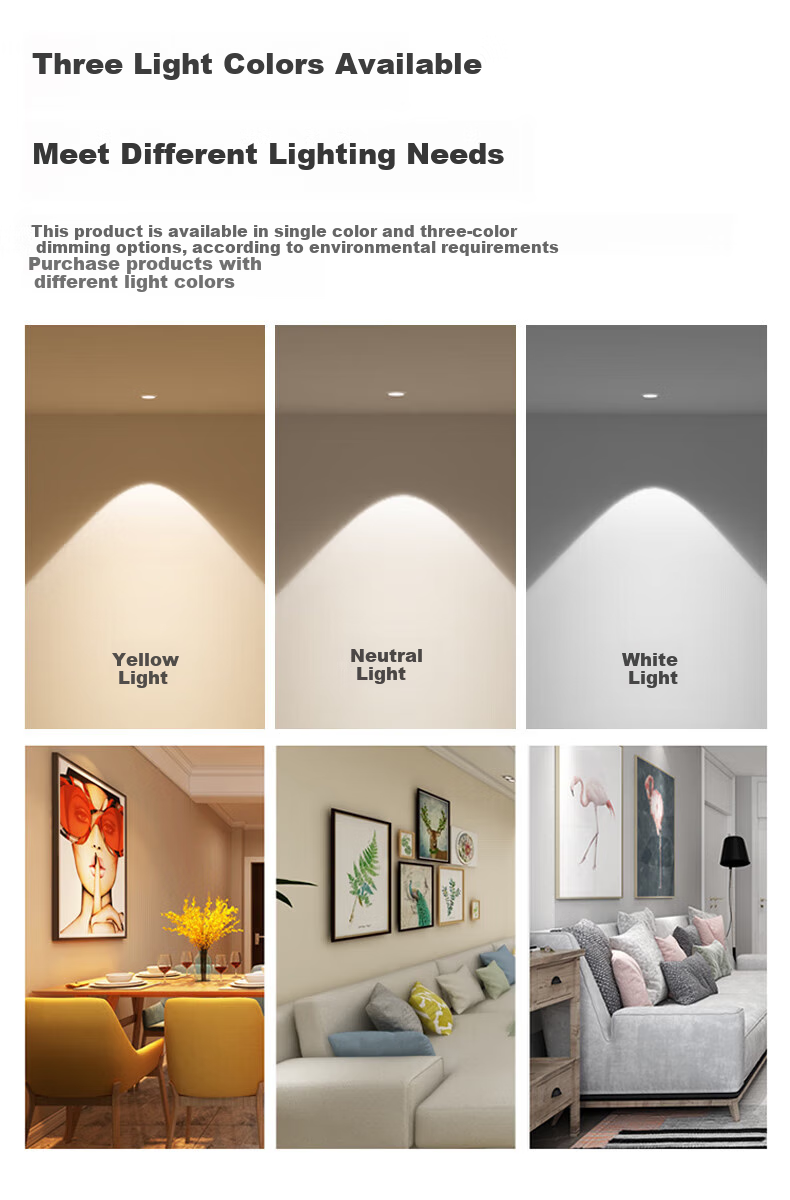 FSL Foshan Lighting LED Recessed Downlight Anti-Glare Living Room Ceiling Light 2.5 Inch 6W Tri-Color Adjustable Aperture 75mm 8