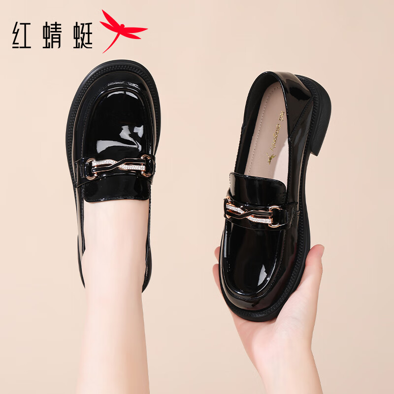 Red Dragonfly Women's Loafers New Breathable Casual Lightweight Slip-On Leather Shoes WLB354721 Black Size 35
