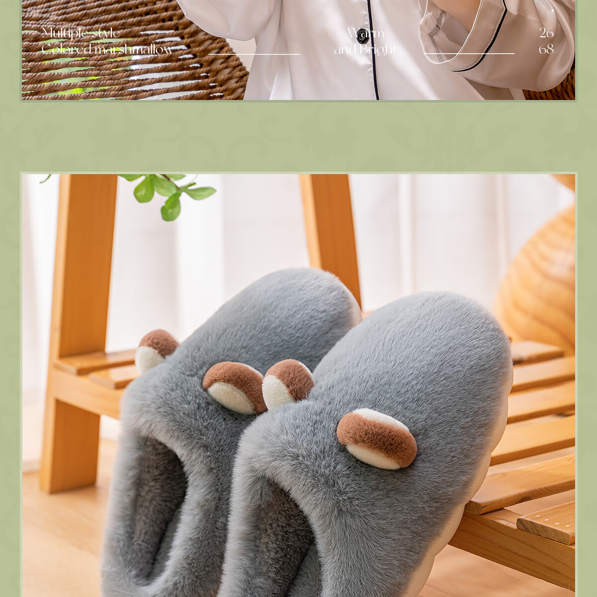 TZLDN Women's Warm Cotton Slippers Fleece Thickened Plush Home Indoor Half-Wrap Cotton Shoes for Couples 4